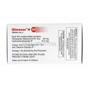 Olmesar H, Hydrochlorothiazide and Olmesartan 40mg composition