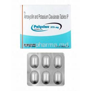 Polyclav, Amoxicillin abd Clavulanic Acid 375mg box and tablets