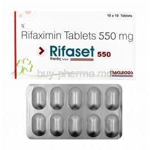 Rifaset, Rifaximin 550mg box and tablets