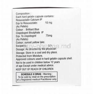 Rosumac CV, Rosuvastatin and Clopidogrel 10mg composition