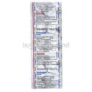 Rebagen (Rebamipide) Macleods, 10 x 10tabs, blister pack front presentation