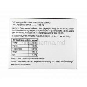 Platimax, Carica Papaya Leaf Extract composition