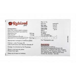 Rubired, Iron, Folic Acid and Cyanocobalamin composition