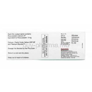 Rozustat, Rosuvastatin 5mg composition