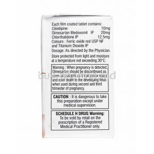 Trinexovas, Olmesartan, Cilnidipine and Chlorthalidone 20mg composition