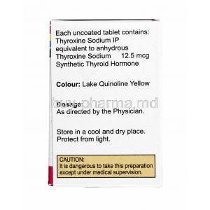 Thyrox, Thyroxine Sodium 12.5mcg composition