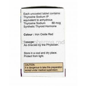 Thyrox, Thyroxine Sodium 88mcg composition
