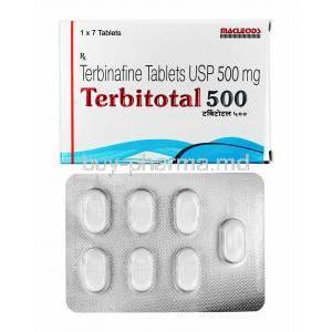 Terbitotal. Terbinafine 500mg box and tablets