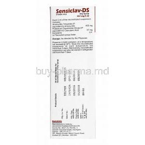 Sensiclav-DS Dry Syrup, Amoxicillin and Clavulanic Acid composition