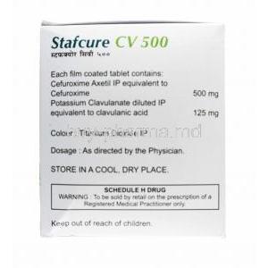 Stafcure CV, Cefuroxime and Clavulanic Acid 500mg composition