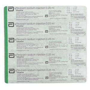 Clivarine, Generic Clivarin,  Reviparin  0.25 Ml Injection Packaging