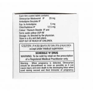 Triolmesar CH, Olmesartan, Amlodipine and Chlorthalidone 20mg composition