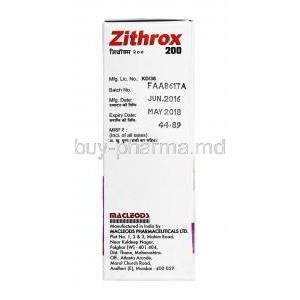 Zithrox Oral Suspensionicon, Azithromycin 200mg manufacturer