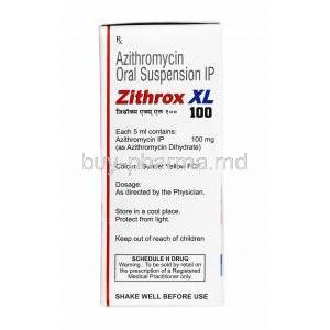 Zithrox XL Oral Suspensionicon, Azithromycin 100mg composition
