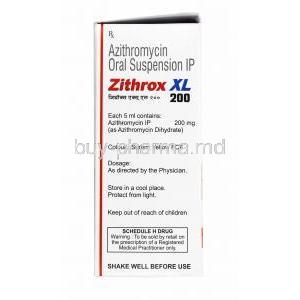 Zithrox XL Oral Suspensionicon, Azithromycin 200mg composition