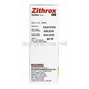 Zithrox Oral Suspensionicon, Azithromycin 100mg manufacturer