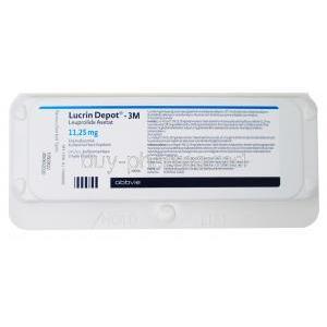 Lucrin Depot, Leuprorelin acetate, Vial 11.25mg, package front presentation