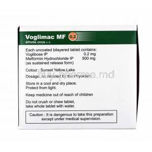 Voglimac MF, Metformin and Voglibose 0.2mg composition