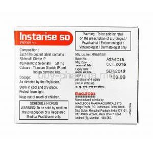 Instarise, Sildenafil 50mg composition