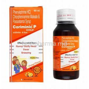 Coriminic P Syrup, Chlorpheniramine/ Paracetamol/ Phenylephrine