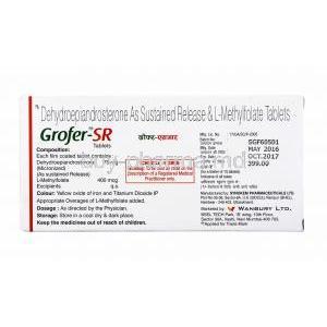 Grofer-SR, Dehydroepiandrosterone Micronized and L-Methyl Folate manufacturer