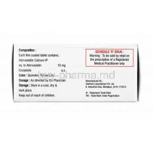 Dispitor, Atorvastatin 10mg composition