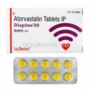 Dispitor, Atorvastatin 20mg box and tablets