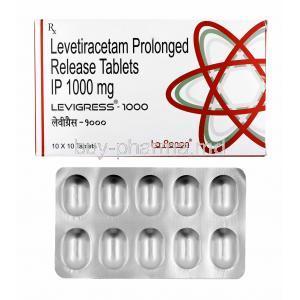 Levigress, Levetiracetam 1000mg box and tablets