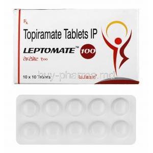 Leptomate, Topiramate 100mg box and tablets