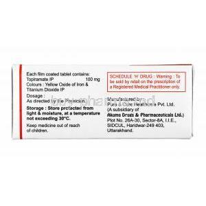 Leptomate, Topiramate 100mg composition