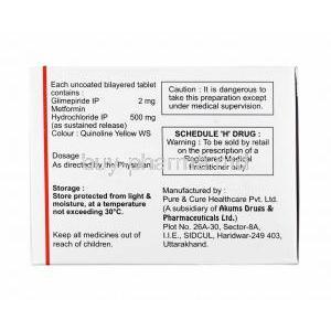 Laformin-G, Glimepiride and Metformin 2mg composition