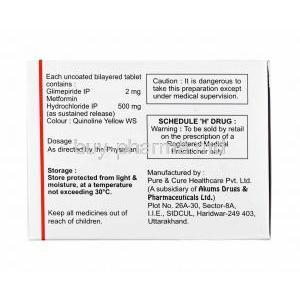 Laformin-G, Glimepiride and Metformin 2mg composition