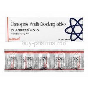 Olagress, Olanzapine 10mg box and tablets