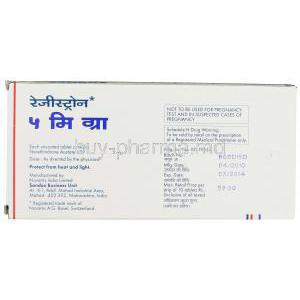 Regestrone, Generic  Progestins,  Norethindrone Box Information