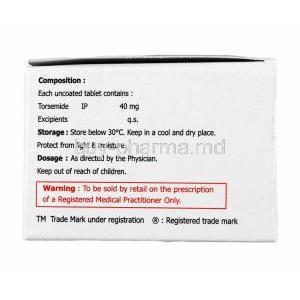 Torvigress, Torasemide 40mg composition