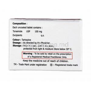 Torvigress, Torasemide 100mg composition