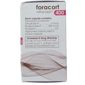 Foracort 400, Generic  Symbicort,  Formoterol Fumarate/ Budesonide Rotacaps Box Composition