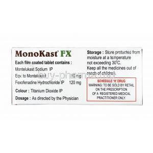 Monokast FX, Montelukast and Fexofenadine composition