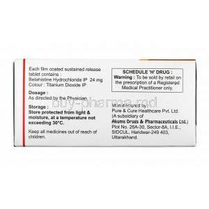 Vertiset, Betahistine 24mg manufacturer