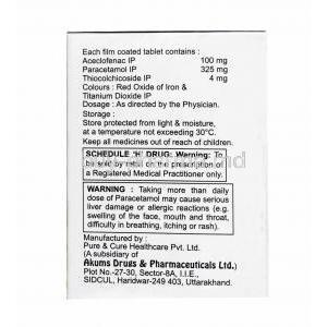 Combipara-T, Thiocolchicoside, Aceclofenac and Paracetamol 4mg composition