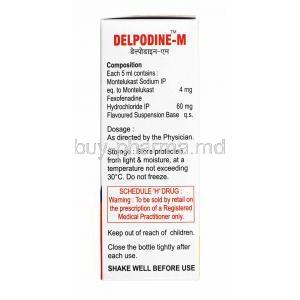 Delpodine M Oral Suspension, Montelukast and Fexofenadine composition