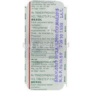 Bexol, Generic Trihexy,  Trihexyphenidyl Tablet Packaging