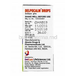 Delpocalm drops, Dicyclomine and Simethicone manufacturer