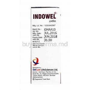 Indowel Oral Solution, Ondansetron box side