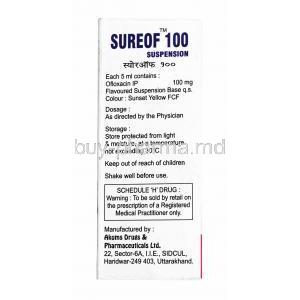 Sureof Oral Suspension, Ofloxacin 100mg composition