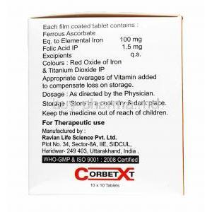 Corbet XT, Elemental Iron and Folic Acid composition