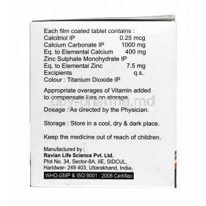 Alfa Sincal, Calcitriol,  Calcium Carbonate and Zinc composition