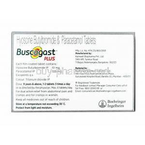 Buscogast Plus, Hyoscine butylbromide and Paracetamol manufacturer