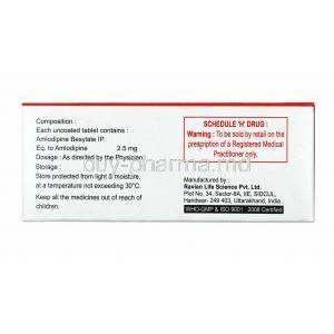Amfirst, Amlodipine 2.5mg composition