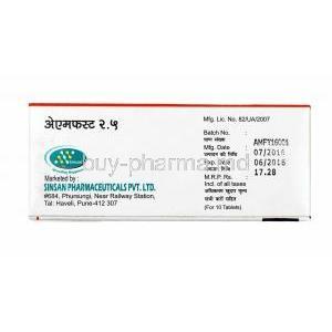 Amfirst, Amlodipine 2.5mg manufacturer